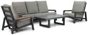 Stoel en Bank Loungeset 5 personen Aluminium/teak Grijs Osmen Manly