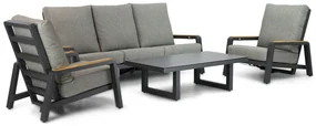 Stoel en Bank Loungeset 5 personen Aluminium/teak Grijs  Osmen Manly