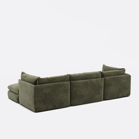 Modulaire 3-zitsbank met poef, gemêleerd polyester, Malo