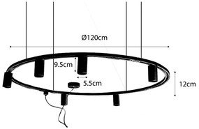 Modern hangend railsysteem met 6 Spot / Opbouwspot / Plafondspots wit 1-fase GU10 50mm - Iconic Ruby Honey GU10 rond Binnenverlichting Lamp