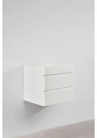 Badkamermeubelset Van Hout En Essenhoutfineer Met Geïntegreerde Wastafel Ona Wit & Spiegelloze & Geborsteld Grijs ↑20 Cm - Sklum