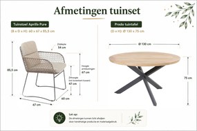 4 Seasons Outdoor Aprilla tuinset pure met Prado tafel antraciet met teak blad Ø 130 cm * Sale * Tuinset   houtkleur weerbestendig