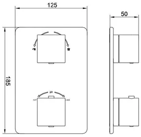 Mueller Cube afbouwdeel 2wegs inbouwthermostaat chroom