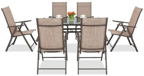 Stalen dining tuinmeubels Modena/Rosario voor 6 personen Garden Point bruin