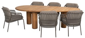 Corsica Capalbio dining tuinset pebble 240x130xH75 cm 7 delig teak terre 4 Seasons Outdoor