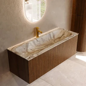 Mondiaz Kurve-dlux 120cm badmeubel dusk met 1 lade en wastafel big large midden 1 kraangat glace