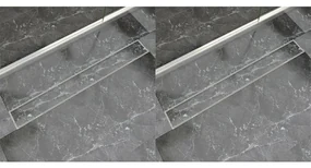 vidaXL Doucheafvoer 2 st rechthoekig 930x140 mm roestvrij staal