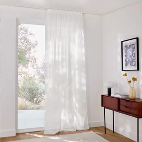 Linnen glasgordijn met gerimpelde bies en golf, ONEGA