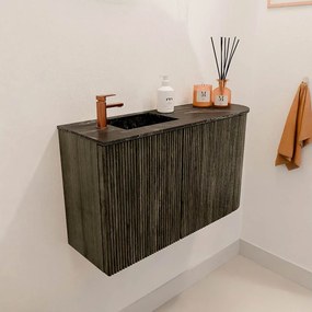 Mondiaz Joya DLux 70cm toiletmeubel ronding rechts shadow met wastafel faye links 1 kraangat lava