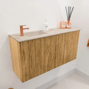 Mondiaz Joya DLux 80cm toiletmeubel oak met wastafel faye links 1 kraangat frappe