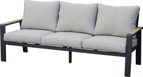 Lola 3-zitsbank aluminium antraciet soft grey kussens
