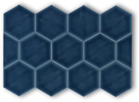 Hoogglans Handvorm Wandtegel 10.8x12.4 Cm Hexagon Princeton Topaz Blauw RBT56