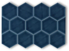 Hoogglans Handvorm Wandtegel 10.8x12.4 Cm Hexagon Princeton Topaz Blauw RBT56