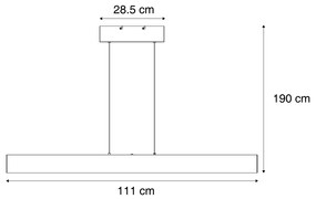 Eettafel / Eetkamer Moderne hanglamp messing incl. LED 3-staps dimbaar - Straight Modern Binnenverlichting Lamp