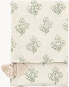 Katoenen plaid Hepple met bloemenmotief