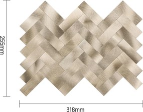 Zelfklevend Mozaiek Visgraat Goud - 25.5 cm x 31.8 cm x 0.40 cm | 0.5 kg | Paneli zelfklevende steenstrips