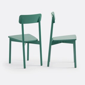 Set van 2 stoelen in gekleurd massief beukenhout, Jodi