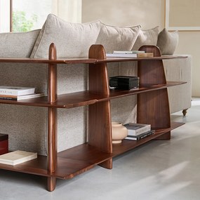Lage boekenkast in massief notenhout, groot model, ILOSS
