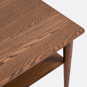 Vierkante salontafel in massief essen met fineer, dubbel blad, LUSSAN