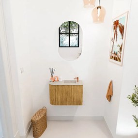 Mondiaz Joya DLux 60cm toiletmeubel ronding links oak met wastafel faye rechts 1 kraangat opalo