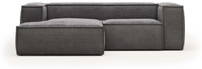 Kave Home Blok Kleine Hoekbank 240 Cm Ribstof Grijs Chaise Longue Links