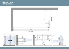 Brauer Oblivion inloopdouche helder glas 110cm met 30cm zijwand koper geborsteld PVD