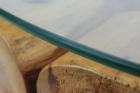 BRANCH 70 | Teak Bowl Salontafel met glas | Rond | 70x45