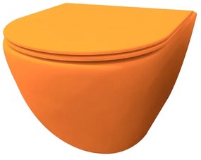 Best Design morrano-49-zonder-spoelrand wandcloset blinde bevestiging incl. zitting mat-oranje oranje mat 4016610