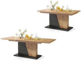 NOBLE NOIR Artisan Oak/Antracite (Donkergrijs) – uitschuifbare tafel tot 218 cm, voor 8, 10