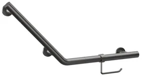 Crosswater Handgreep met WC-rolhouder - schuin - 71.9x33.2cm - Slate (gunmetal) GBA7232T