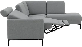 Goossens Hoekbank Dallas lichtgrijs, stof, 1,5-zits, modern design met ligelement rechts
