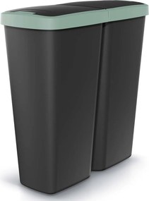 Prosperplast Keden Compacta Q Duo Vuilnisbak - Heldergroen/Zwart - 50 Liter - Dubbel deksel