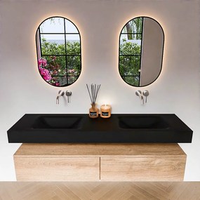 Zaro Alan badmeubel 170cm washed oak 2 lades met vrijhangende wastafel cloud dubbel zonder kraangat urban