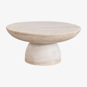 Ronde Salontafel Ø70 Cm In Betonlook Travertijn Zenadia Look Travertino - Sklum