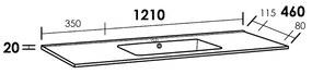 Sanituba Pisa enkele wastafel keramiek met kraangat 120cm