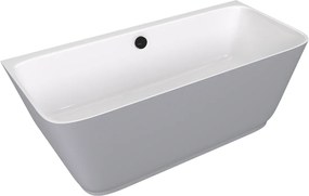 Polysan Skylla halfvrijstaand bad grijs mat/wit mineraalmarmer 170x75cm