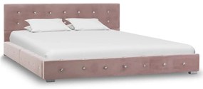 vidaXL Bed met traagschuim matras fluweel roze 140x200 cm