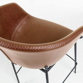 Kave Home Yvette Leren Barkruk Lichtbruin
