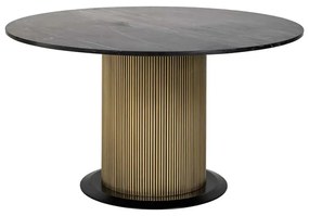 Richmond Interiors Ironville Ronde Eettafel Goud Met Marmer - 140 X 140cm.