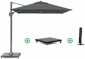 Zweefparasol  2.5x2.5m T1 (incl. voet en hoes) anthracite Grijs-antraciet Platinum Voyager