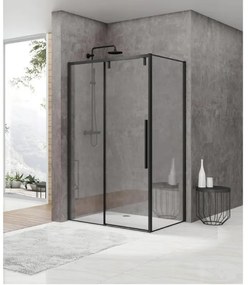 Van Rijn ST06 ST06 Softclose schuifdeur - 158.5x200cm - helder glas - dikte 8mm - tbv hoekcabine - incl. greep - zwart ST06350160ZW