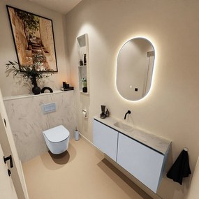 Mondiaz Ture DLux toiletmeubel 100cm clay met wastafel opalo midden zonder kraangat