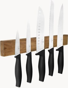 Keukenmessen Matte Black met acaciahouten magneetbeugel, 6-delig
