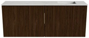 Mondiaz Joya DLux 100cm toiletmeubel walnut met wastafel faye rechts zonder kraangat opalo