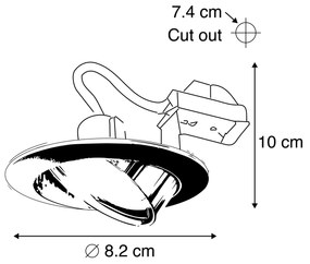 Set van 6 Ronde inbouwspot koper kantelbaar - Edu GU10 Binnenverlichting Lamp