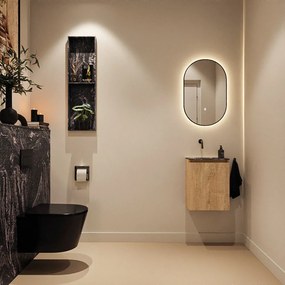 Mondiaz Ture DLux toiletmeubel 40cm washed oak met wastafel lava links zonder kraangat