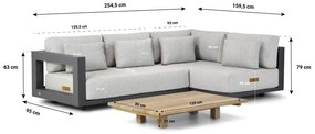 Hoek loungeset  Aluminium Grijs 4 personen 4 Seasons Outdoor Metropolitan/Metropolis