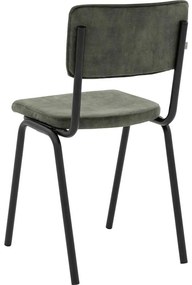 Goossens Eetkamerstoel Chaplin groen velvet stof leuning, urban industrieel