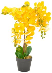 vidaXL Kunstplant met pot orchidee 60 cm geel