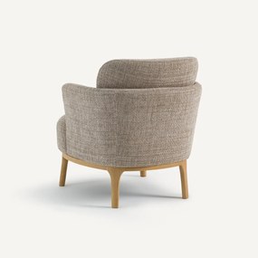 Fauteuil in gemêleerde stof en massief eiken, Jabote